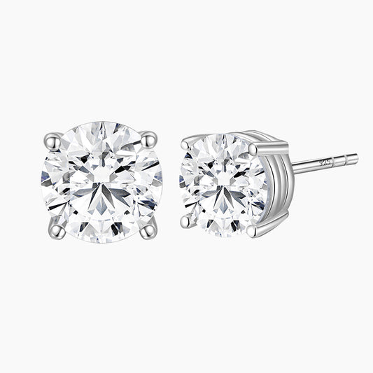 0.5 Carat Sterling Silver Round Gemstone Earrings