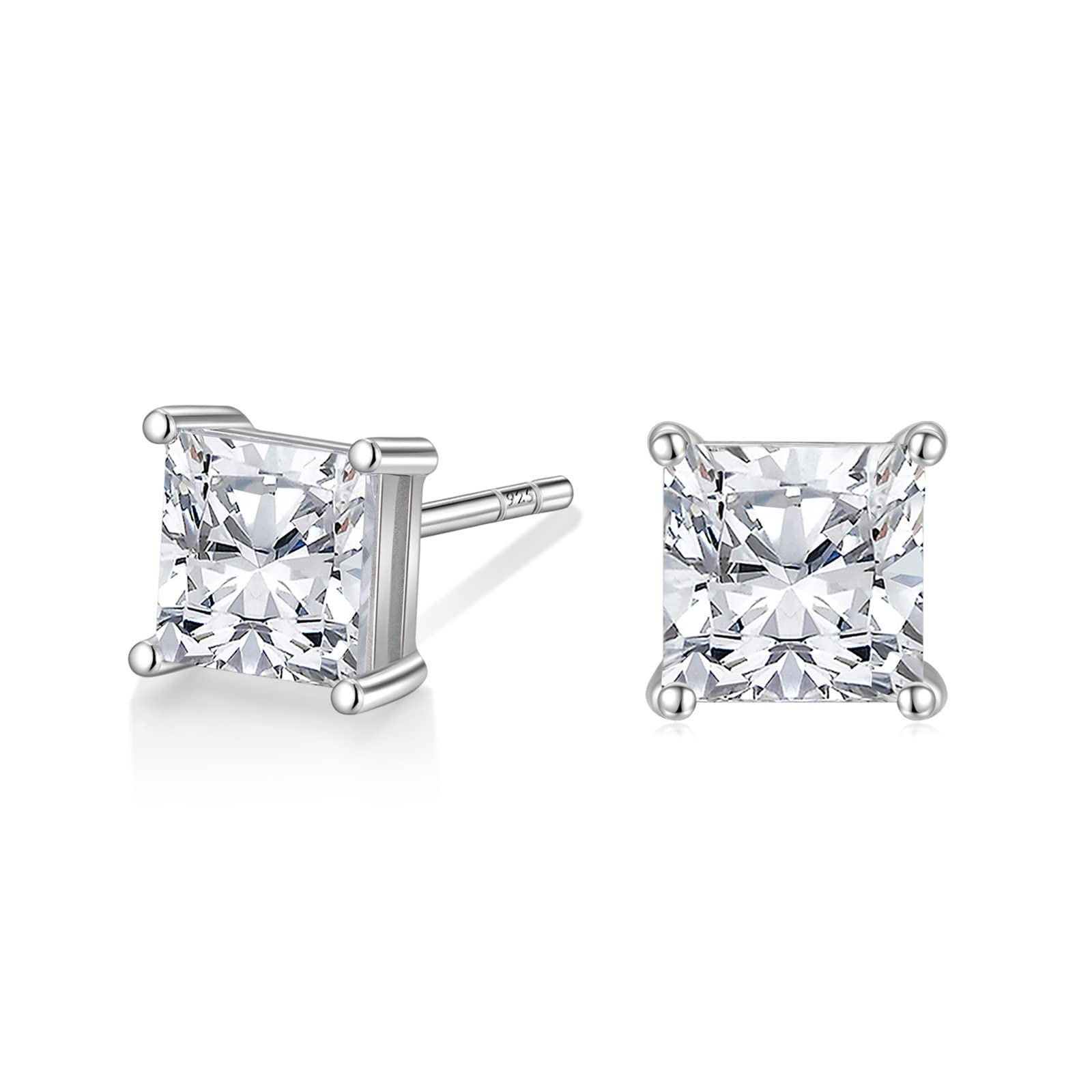 silver studs earrings; carat square earrings; Eamti;