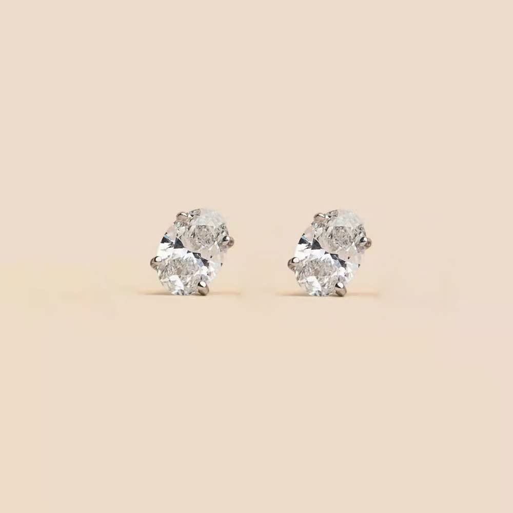 unique stud earrings; 925 pure oval stud earrings; Eamti;