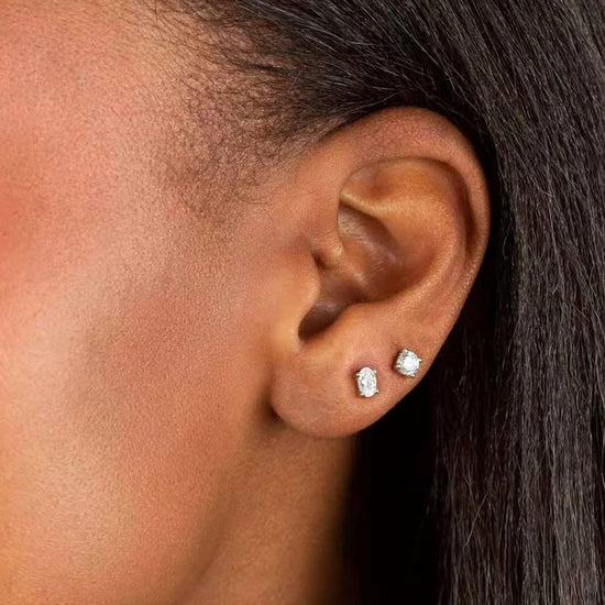 925 pure oval stud earrings; high quality jewelry; Eamti;