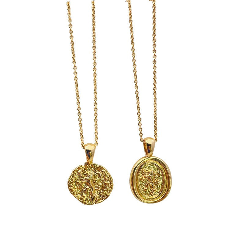 14K Gold Plated Vintage Round Necklace