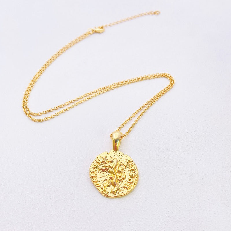 14K Gold Plated Vintage Round Necklace