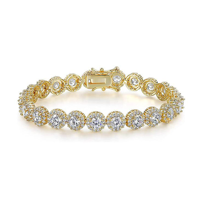 18 yellow gold bracelet; cubic zirconia bracelet; Eamti;