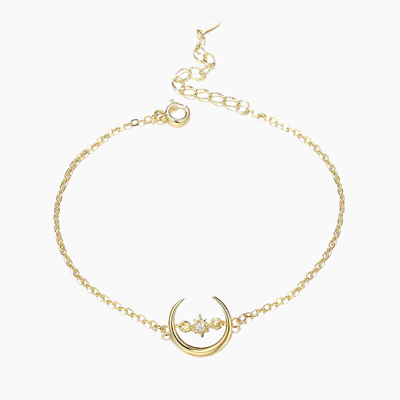 14K Gold Plated Moon Bracelet