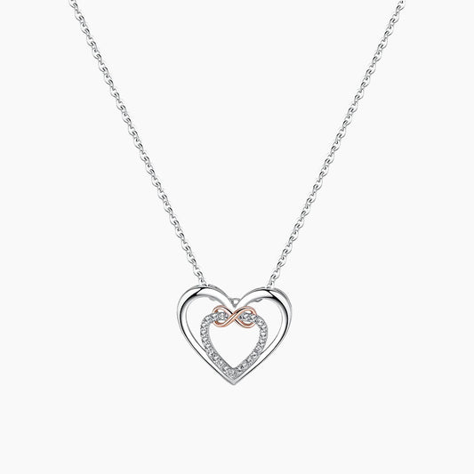 925 sterling silver new double heart-shaped necklace