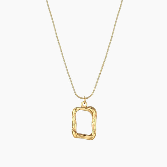 18K gold-plated square commemorative necklace
