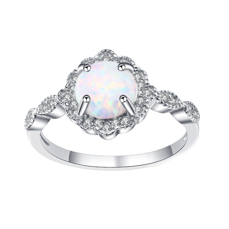 925 Sterling Silver Simple Opal Ring
