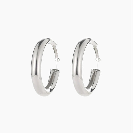Gold Hoops Earrings Minimalist Thick Tube Round Circle Earrings