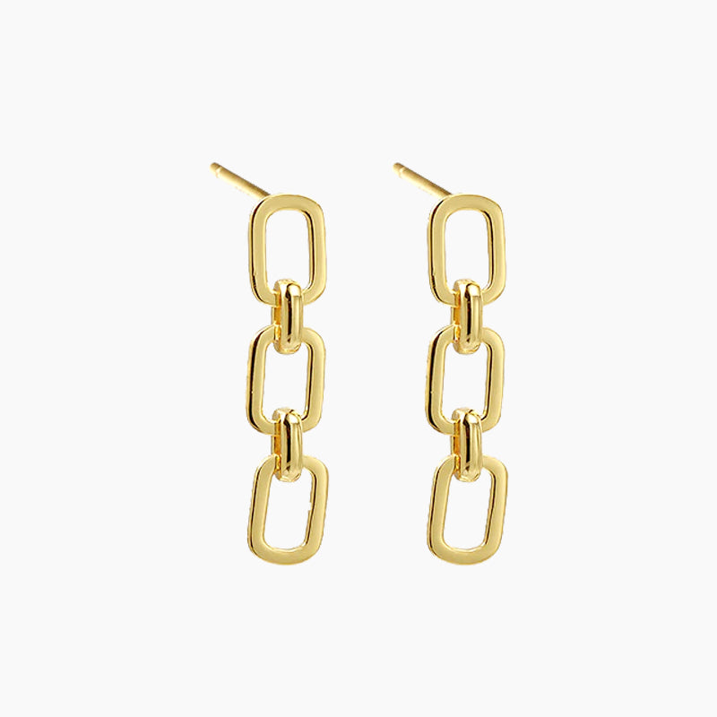 925 Sterling Silver Women's Wide Chain Long Stud Earrings Elegant Bohemian Tassel Earrings