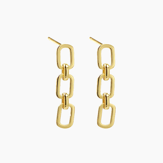 925 Sterling Silver Women's Wide Chain Long Stud Earrings Elegant Bohemian Tassel Earrings