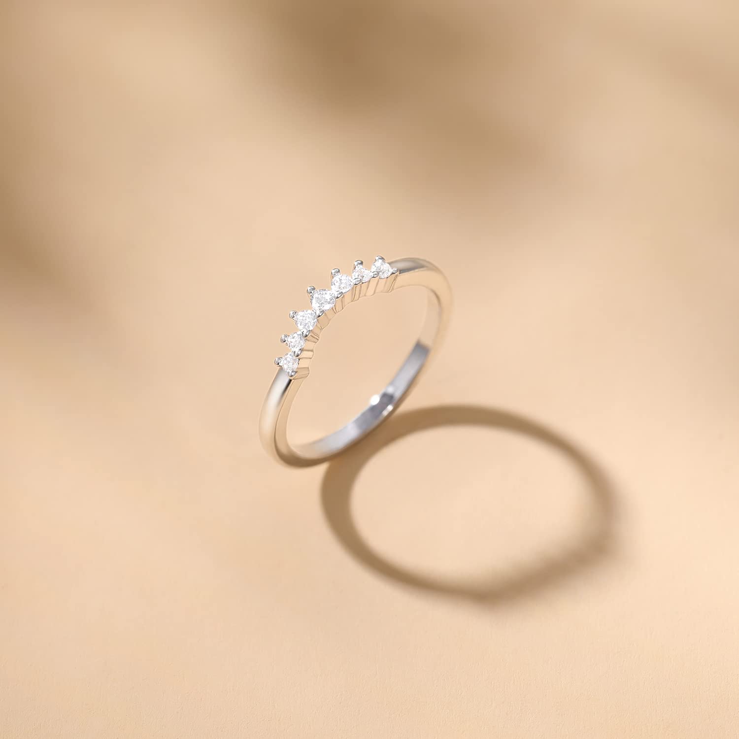 moon ring, stackable rings for women, cubic zirconia rings, stacking rings, s925 wedding rings