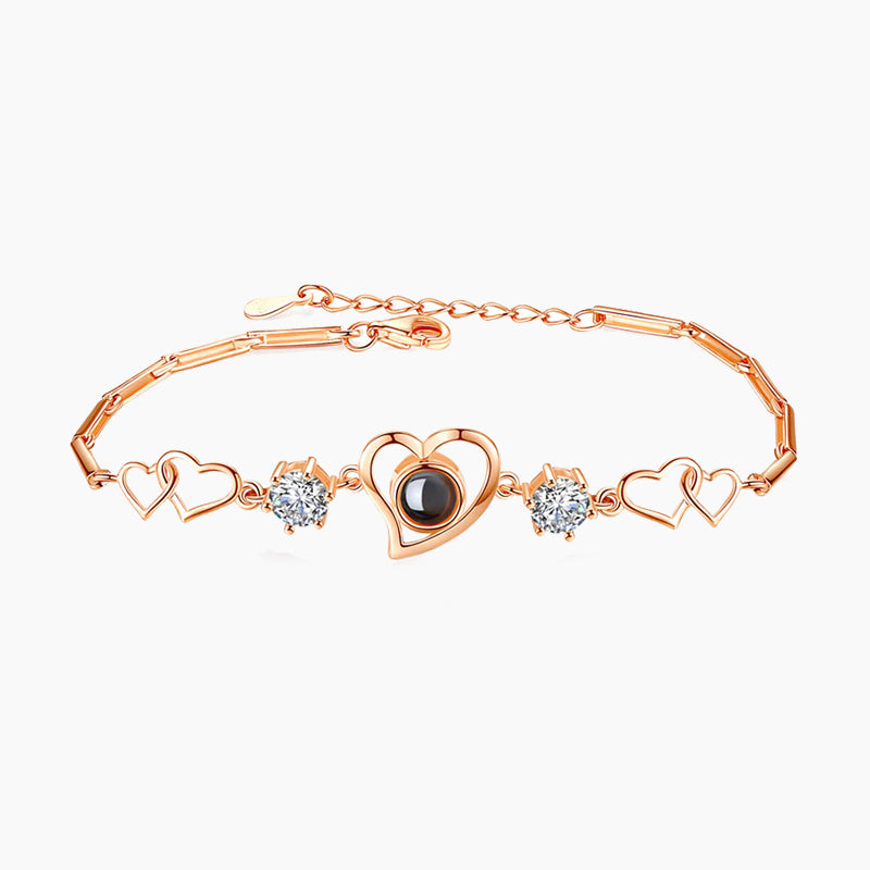 925 sterling silver bracelet; cubic zirconia; heart bracelet; Eamti;