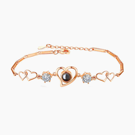 925 sterling silver bracelet; cubic zirconia; heart bracelet; Eamti;