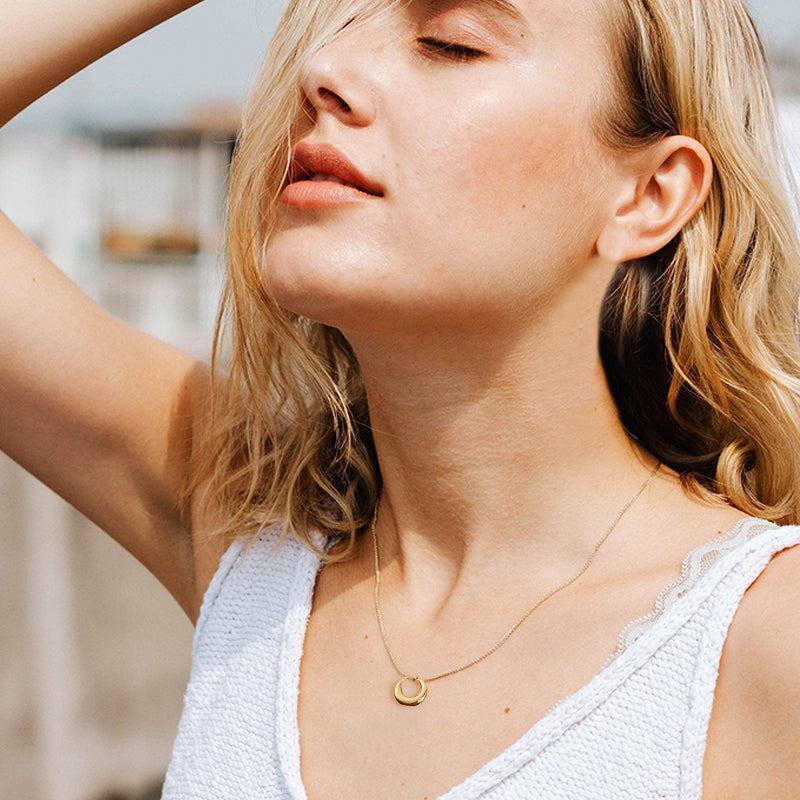 INS 18k gold plated geometric circle necklace