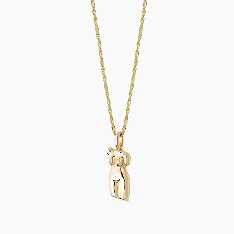 Simple abstract body gold-plated necklace