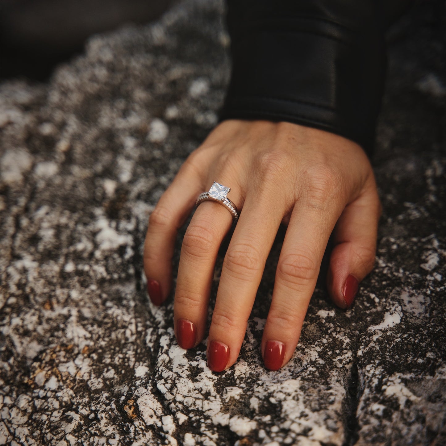 925 Sterling Silver Princess Cut Engagement Ring