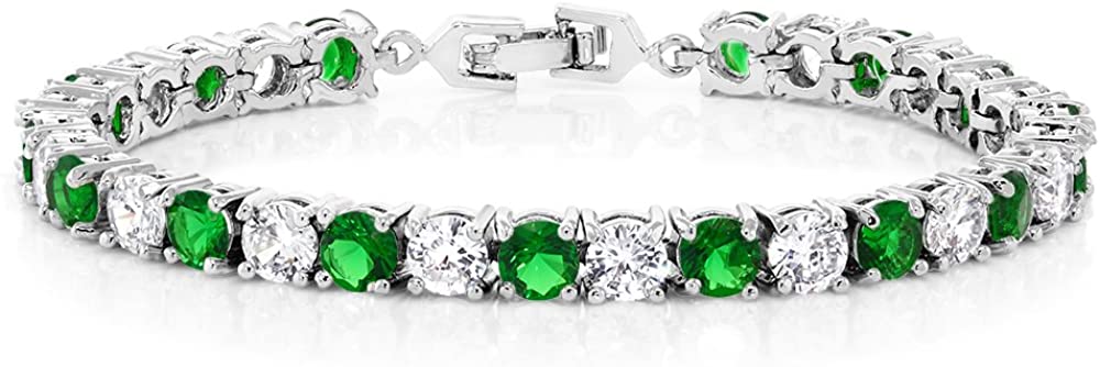 green cubic zirconia bracelet; muti-color bracelet; tennis bracelet; Eamti;
