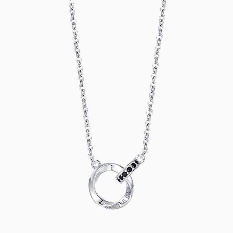 925 Sterling Silver Mobius Double Ring Necklace