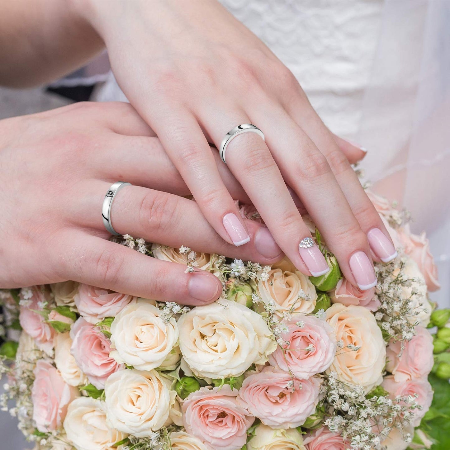 2-Pack Sun and Moon Adjustable Couple Rings