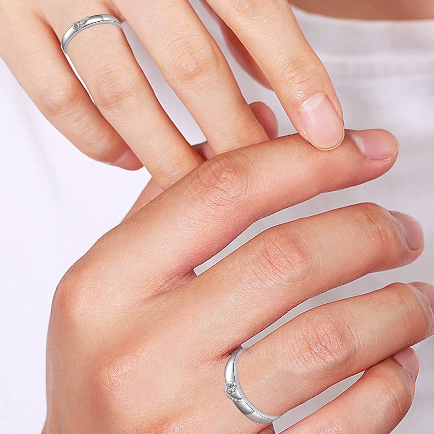 His and Her Heart Puzzle Matching Adjustable Couple Ring