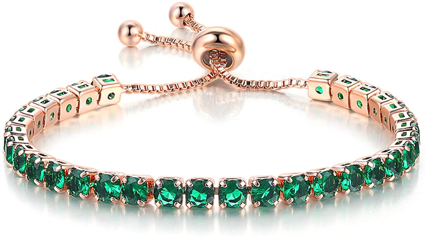 tennis bracelet; green cubic zirconia bracelet; Eamti;