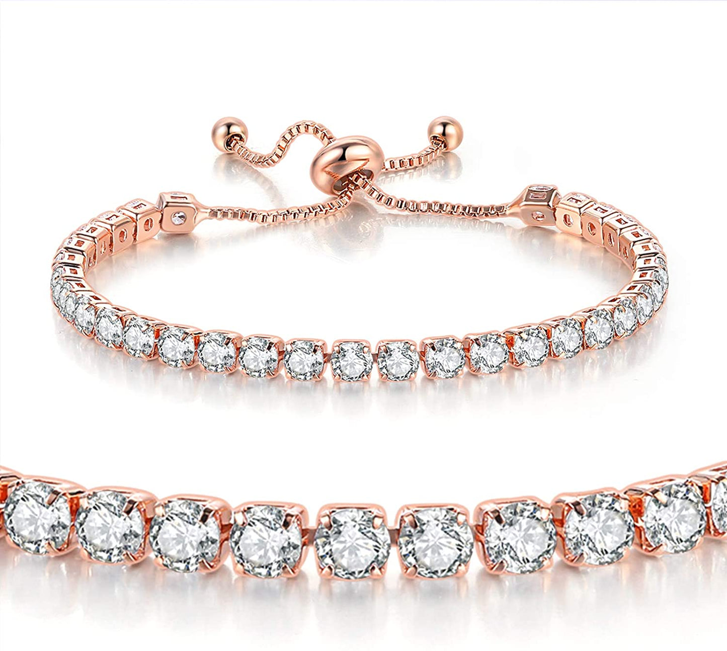 rose gold tennis bracelet; cubic zirconia bracelet; Eamti;