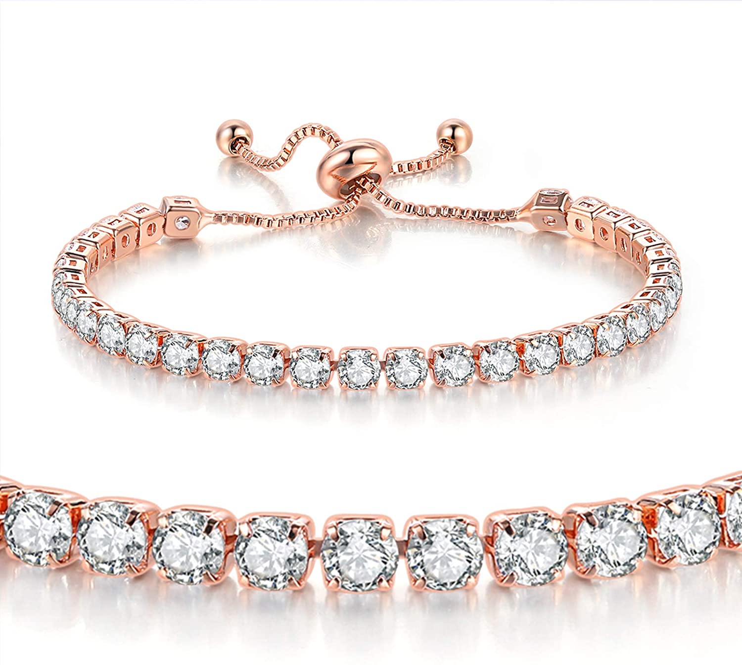 rose gold tennis bracelet; cubic zirconia bracelet; Eamti;