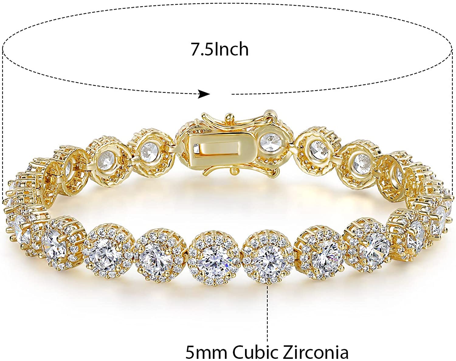 18 yellow gold bracelet; cubic zirconia bracelet; Eamti;