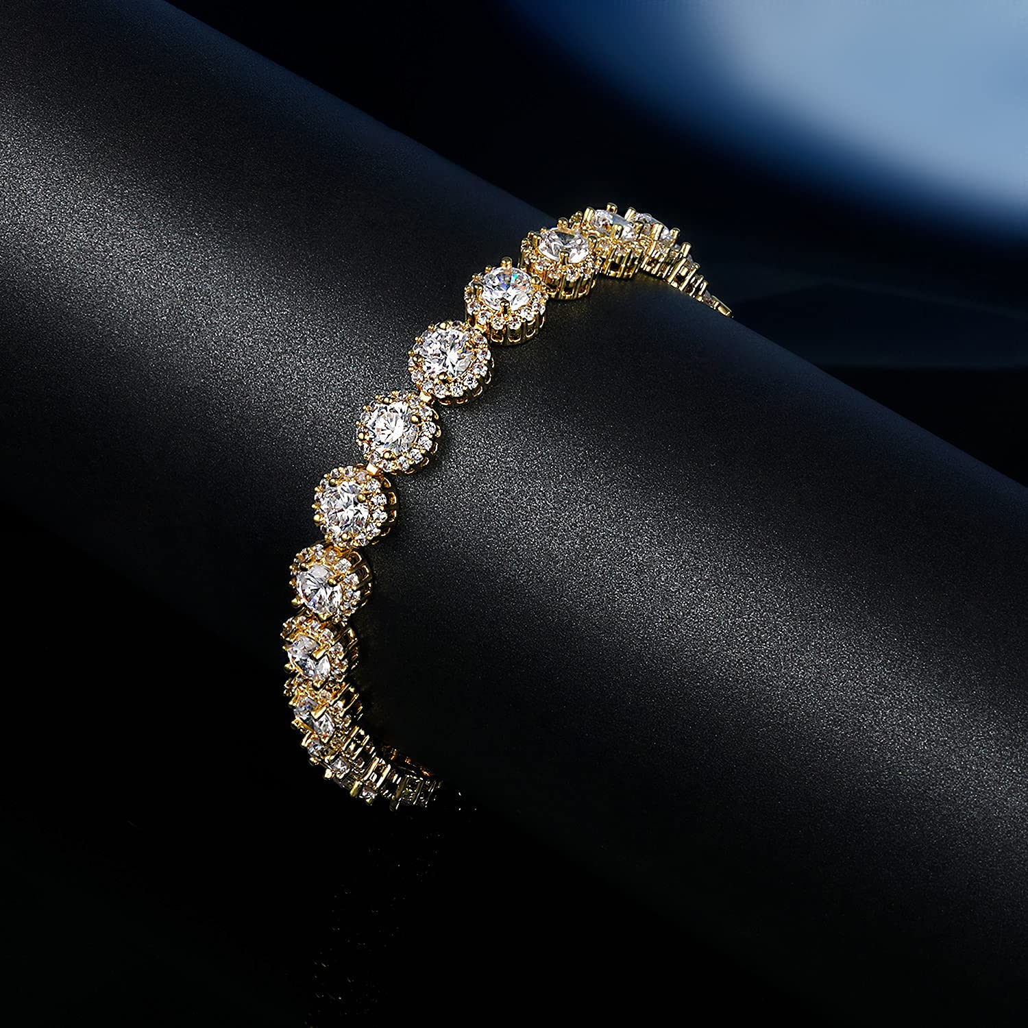 18 yellow gold bracelet; cubic zirconia bracelet; Eamti;