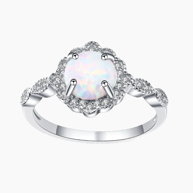 925 Sterling Silver Simple Opal Ring