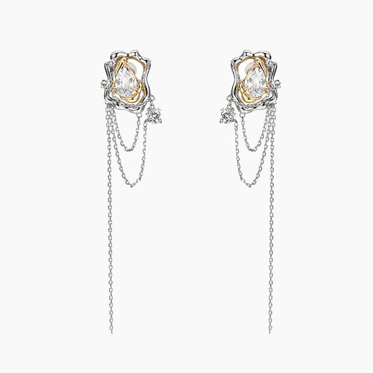 Eamti bundled gemstone contrast lava texture earrings