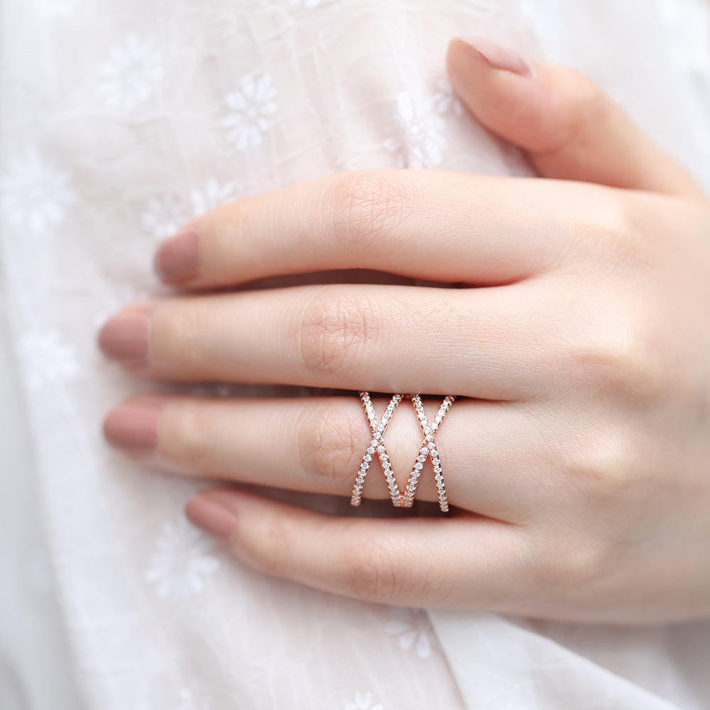Sterling Silver Multi Criss Cross Ring