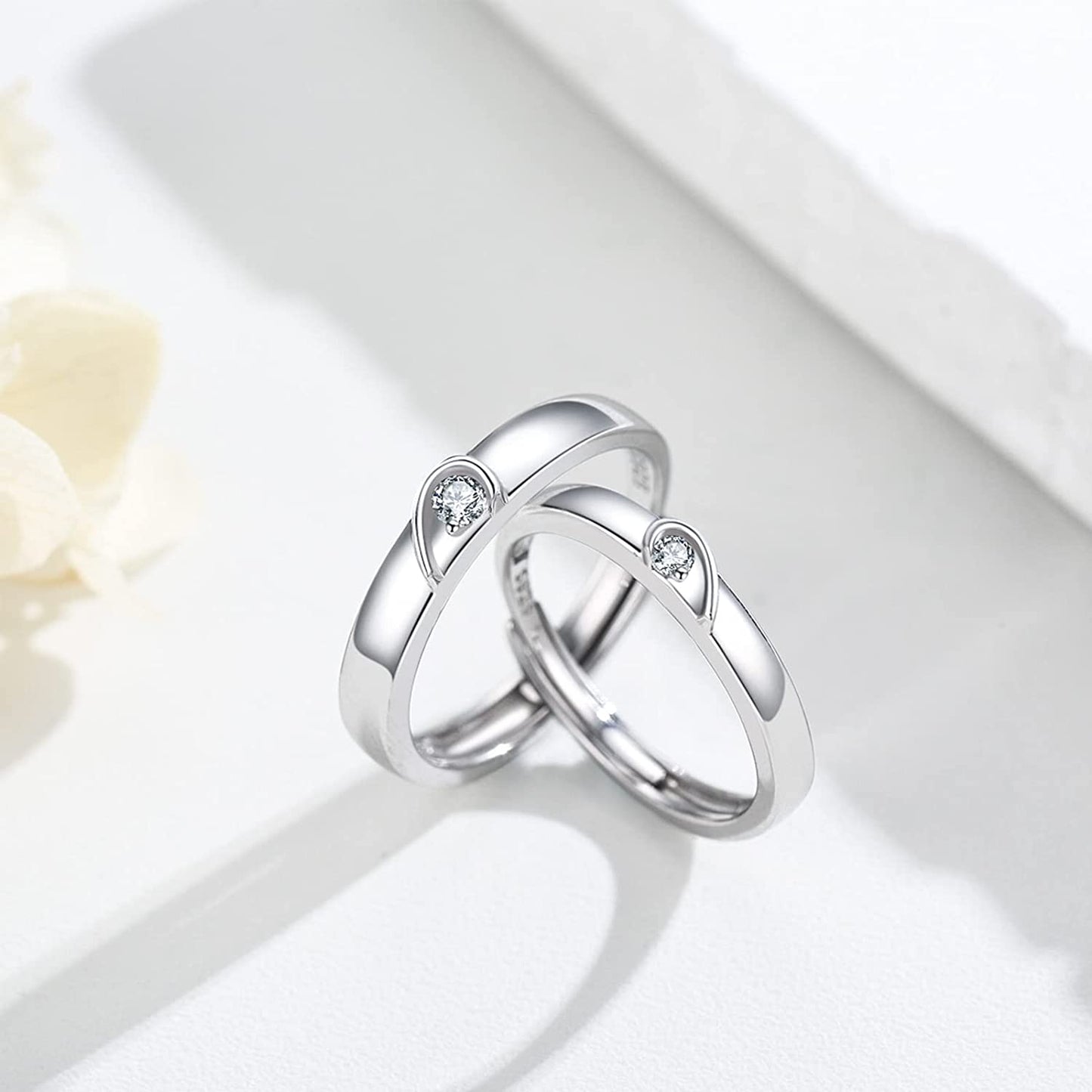 His and Her Heart Puzzle Matching Adjustable Couple Ring