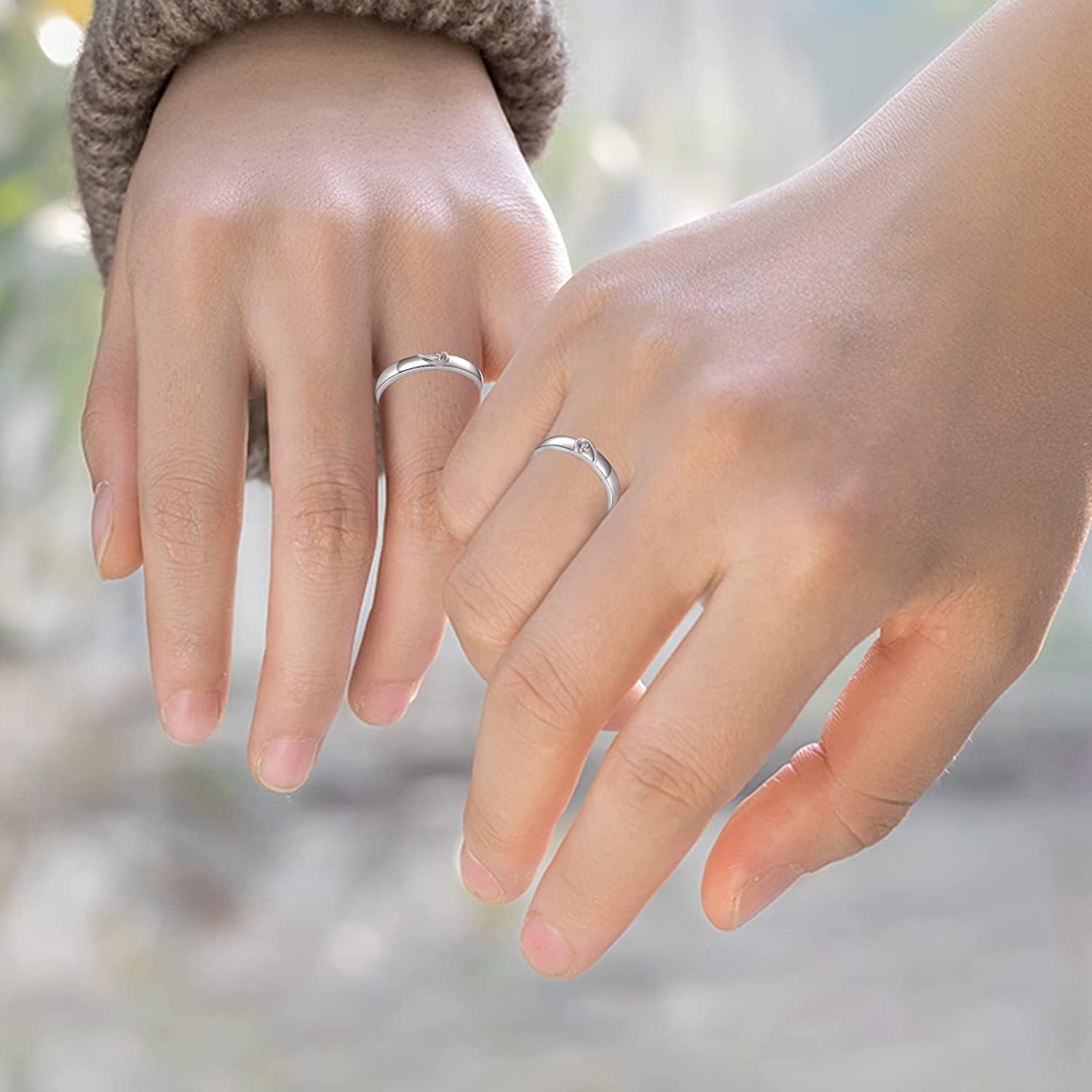 His and Her Heart Puzzle Matching Adjustable Couple Ring