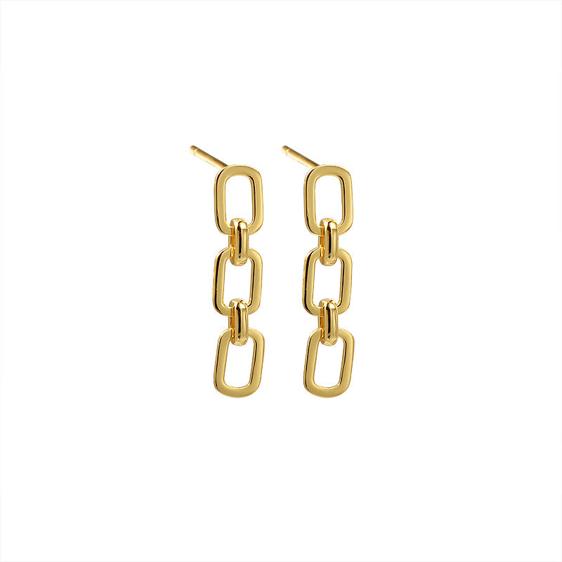 925 Sterling Silver Women's Wide Chain Long Stud Earrings Elegant Bohemian Tassel Earrings