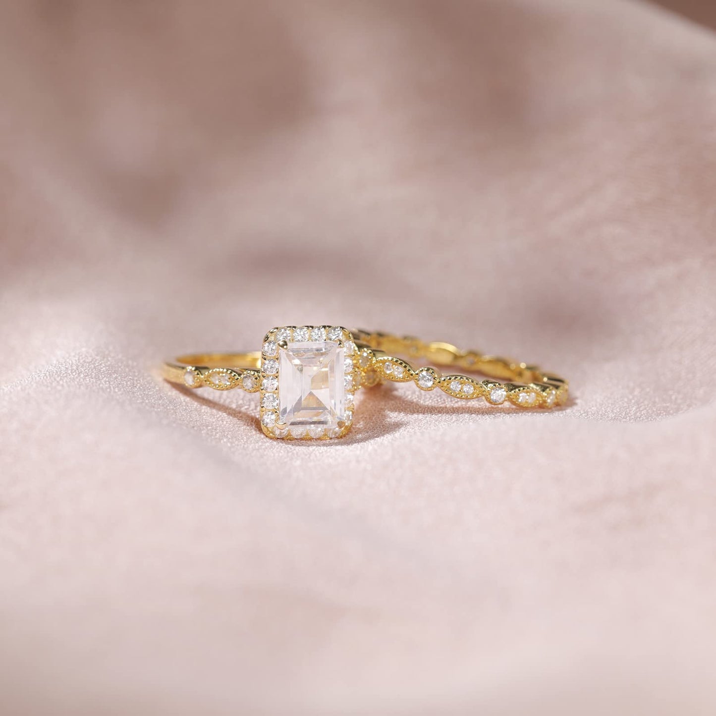 925 Sterling Silver Square Ring Set