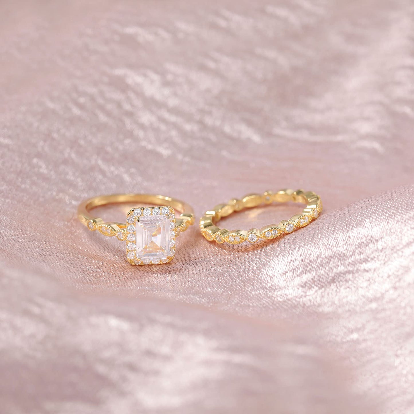 925 Sterling Silver Square Ring Set
