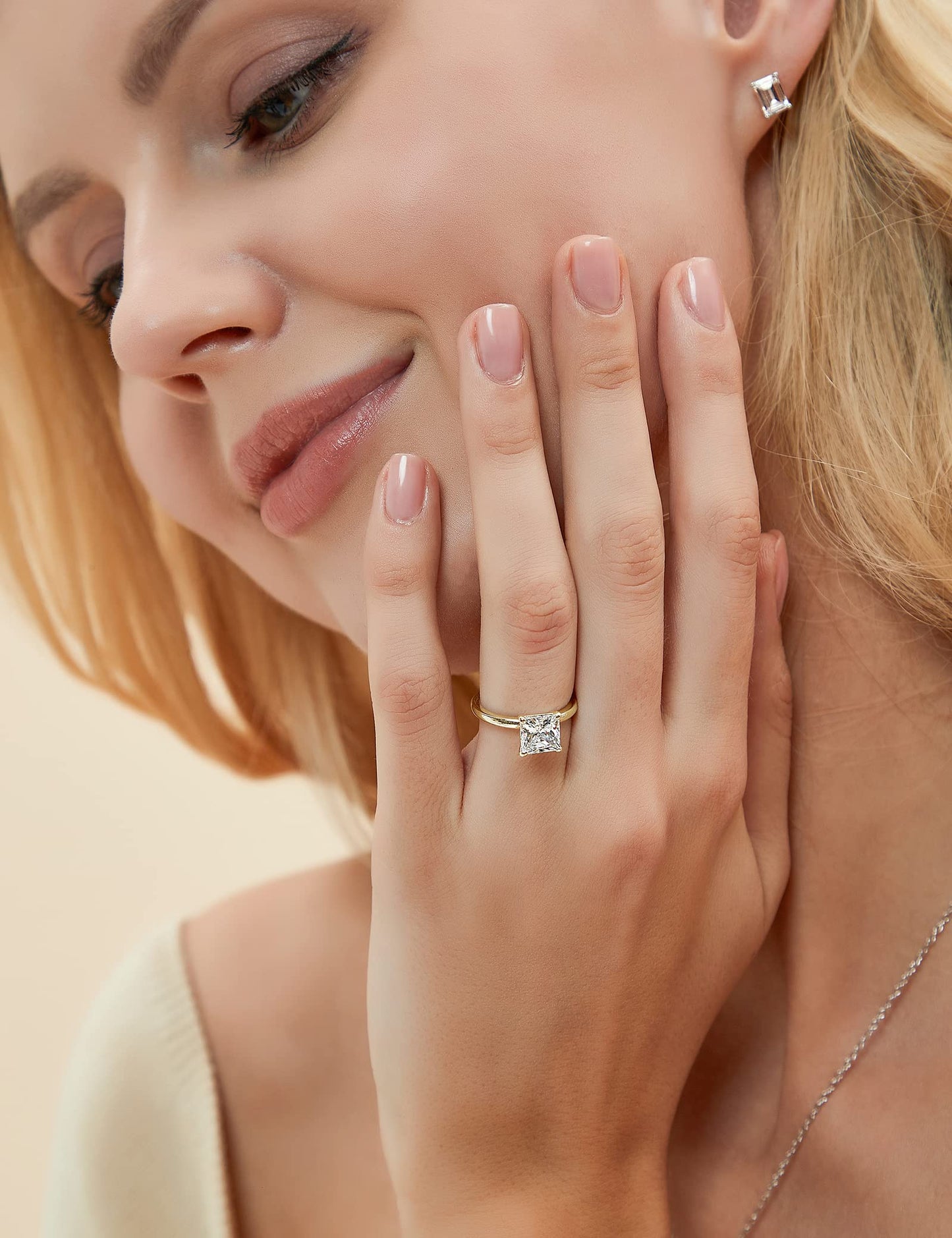 925 Sterling Silver Princess Cut Promise Ring