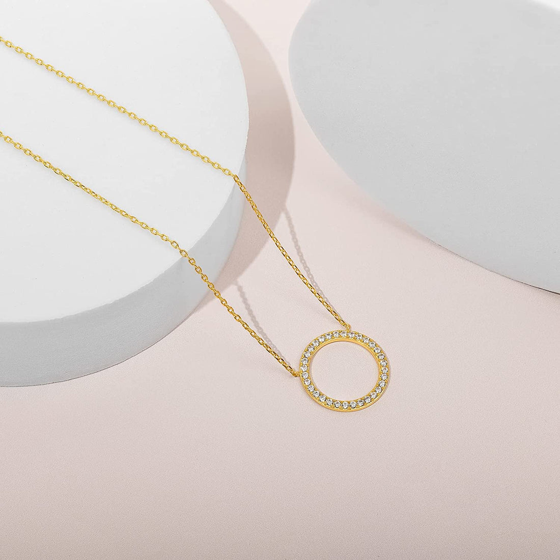 14K Gold Plated Halo Necklace