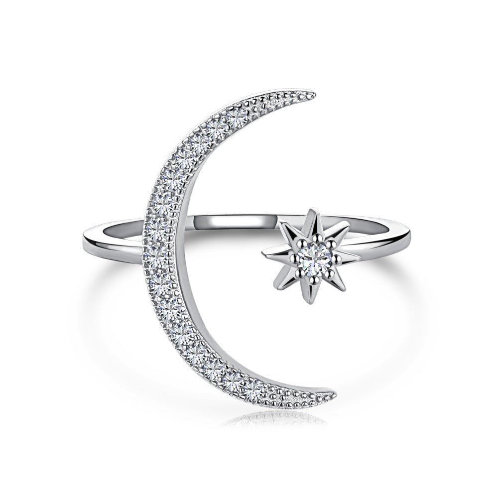 star moon open rings; quality rings for her; Eamti;