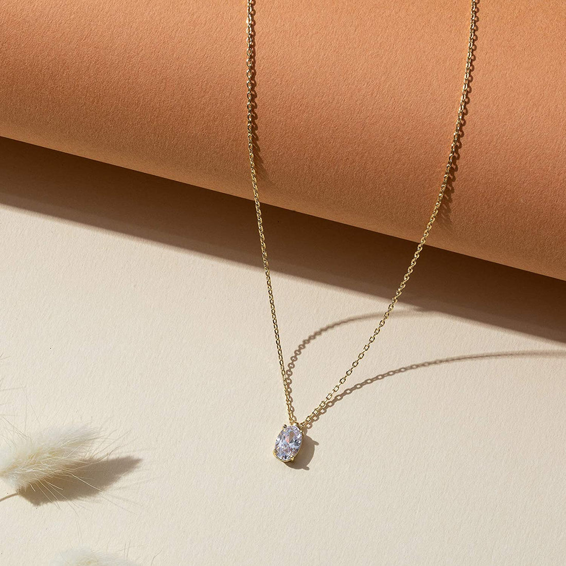 14K Gold Plated CZ Pendant Necklace