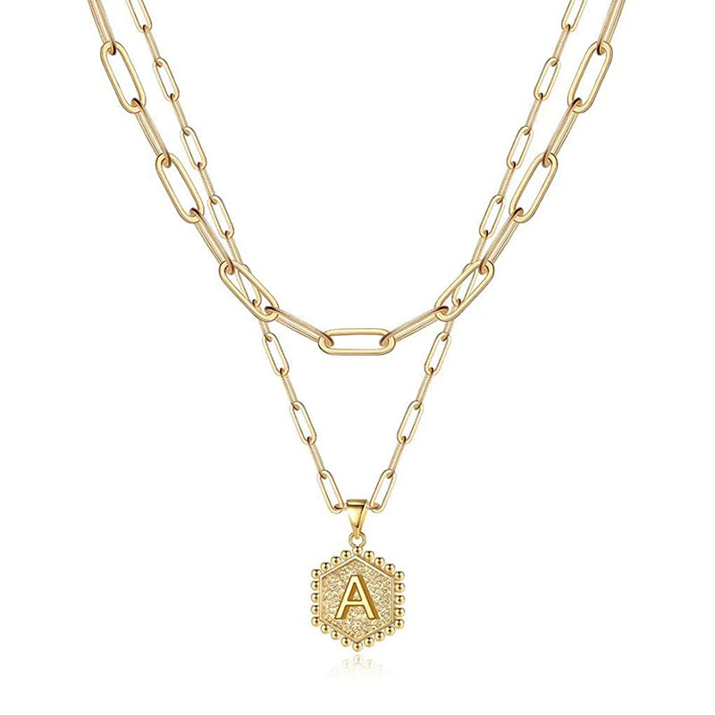 14K Gold Plated Paper Clip Chain Simple and Delicate Layered Initial Necklace