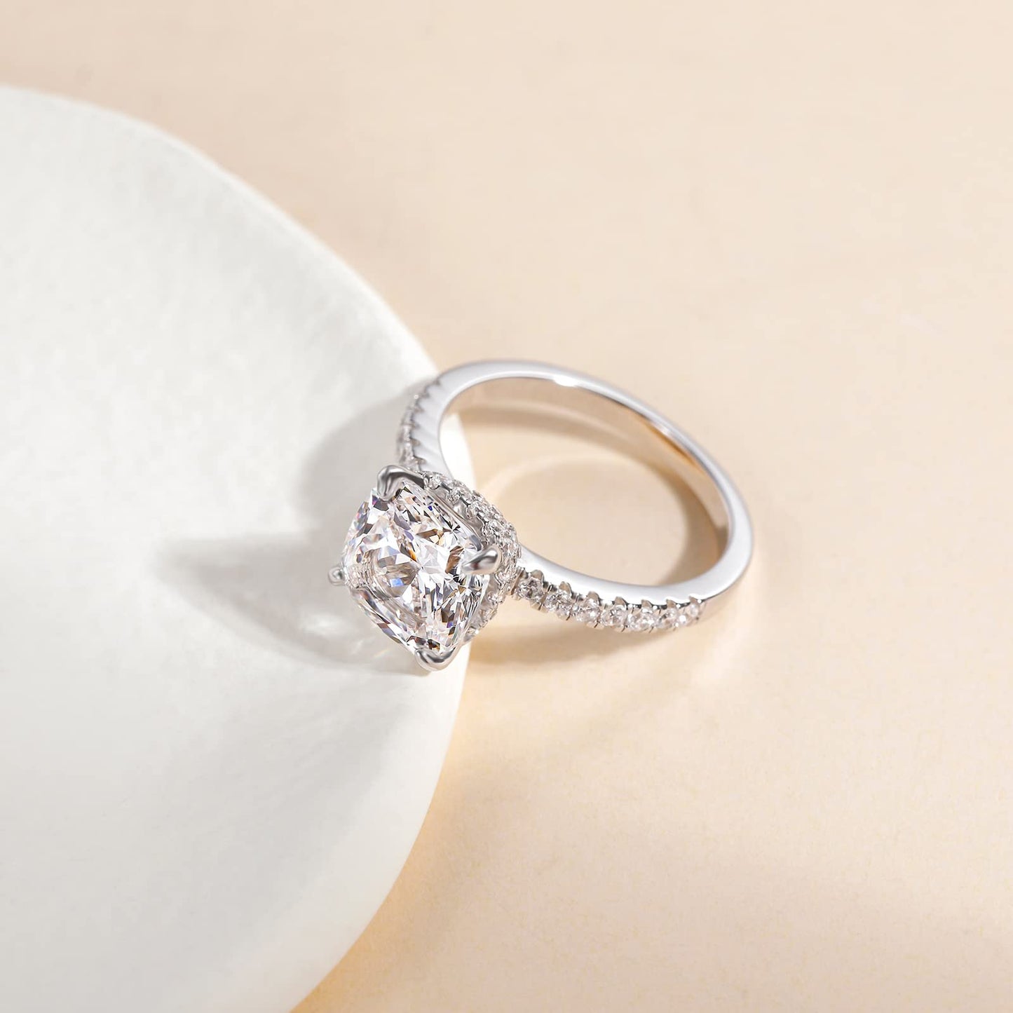 Cushion Cut Wedding Ring in Sterling Silver