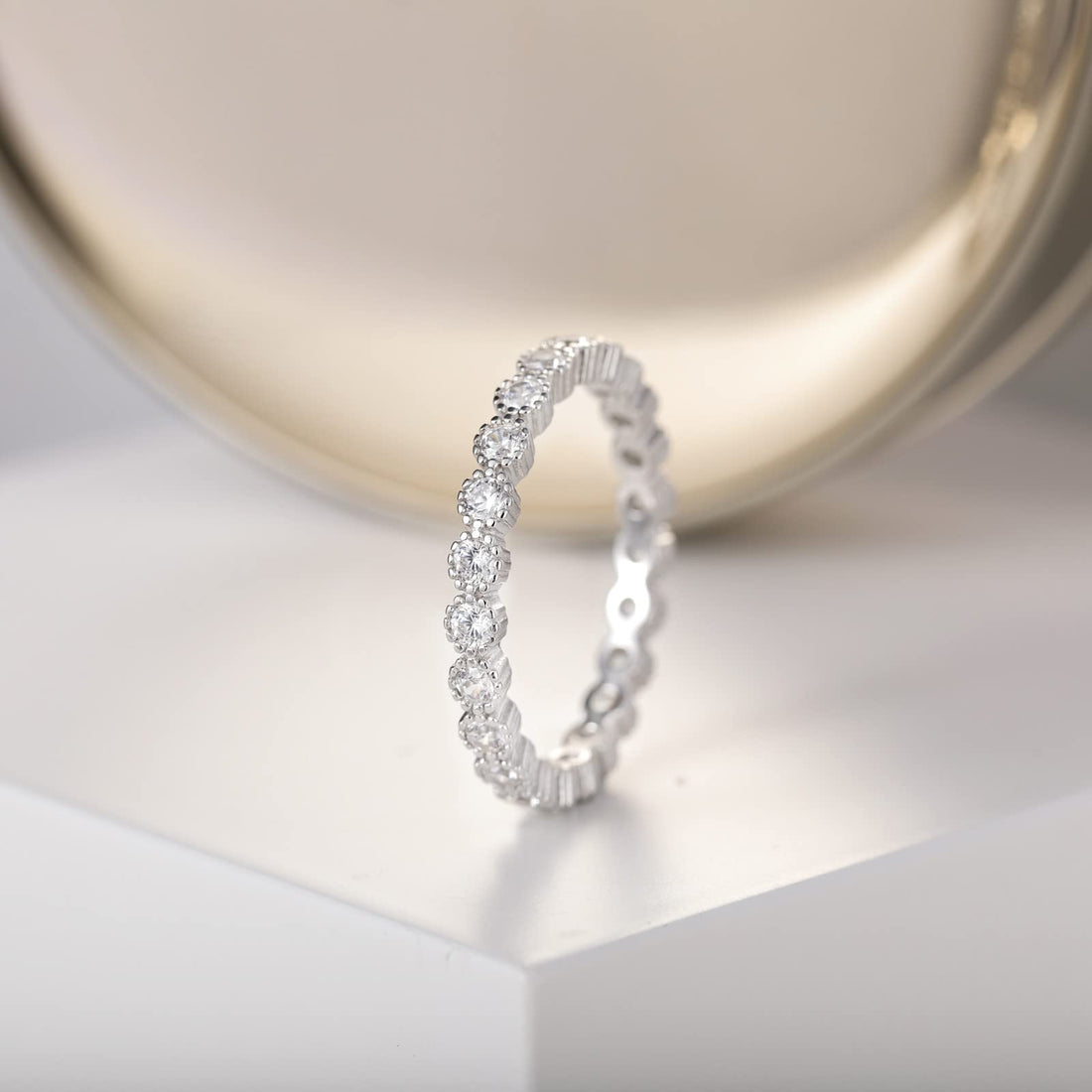 Cubic Zirconia Full Eternity Stackable Band Ring