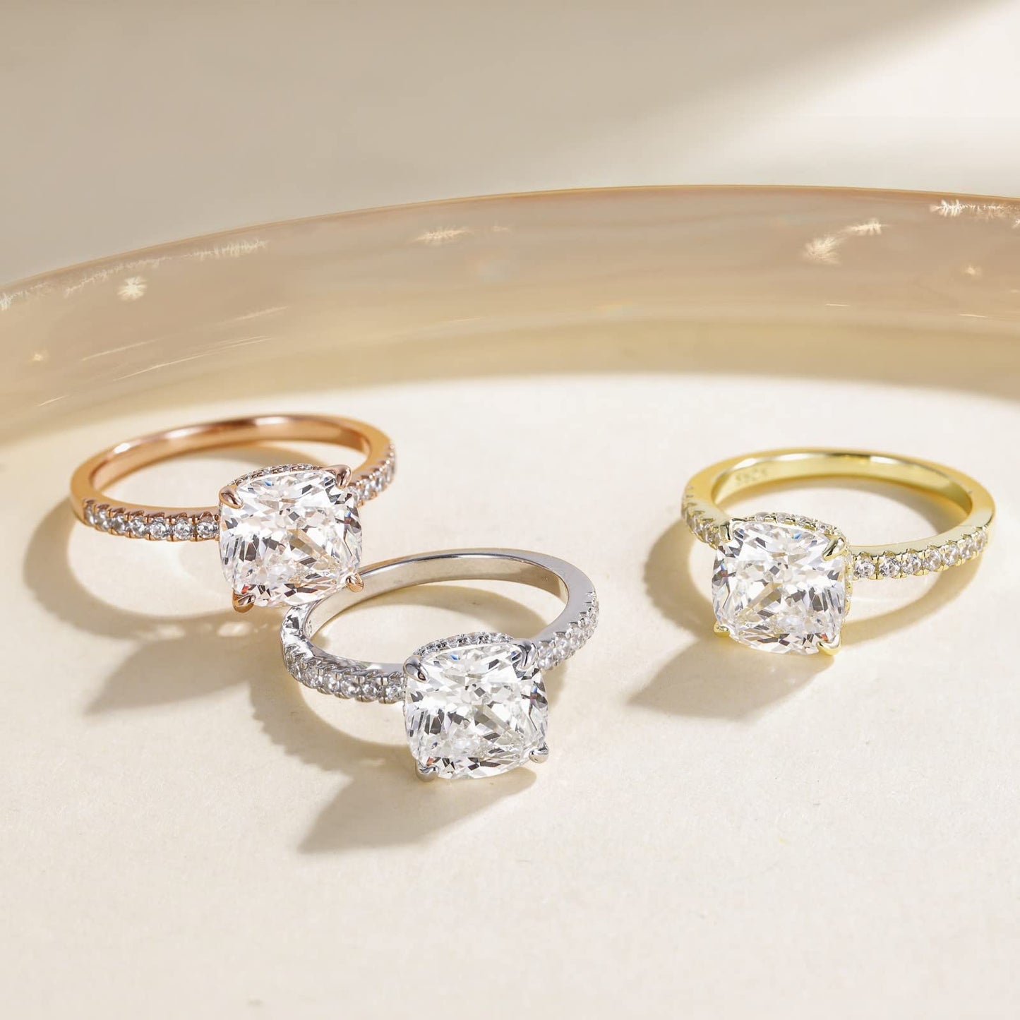 Cushion Cut Wedding Ring in Sterling Silver