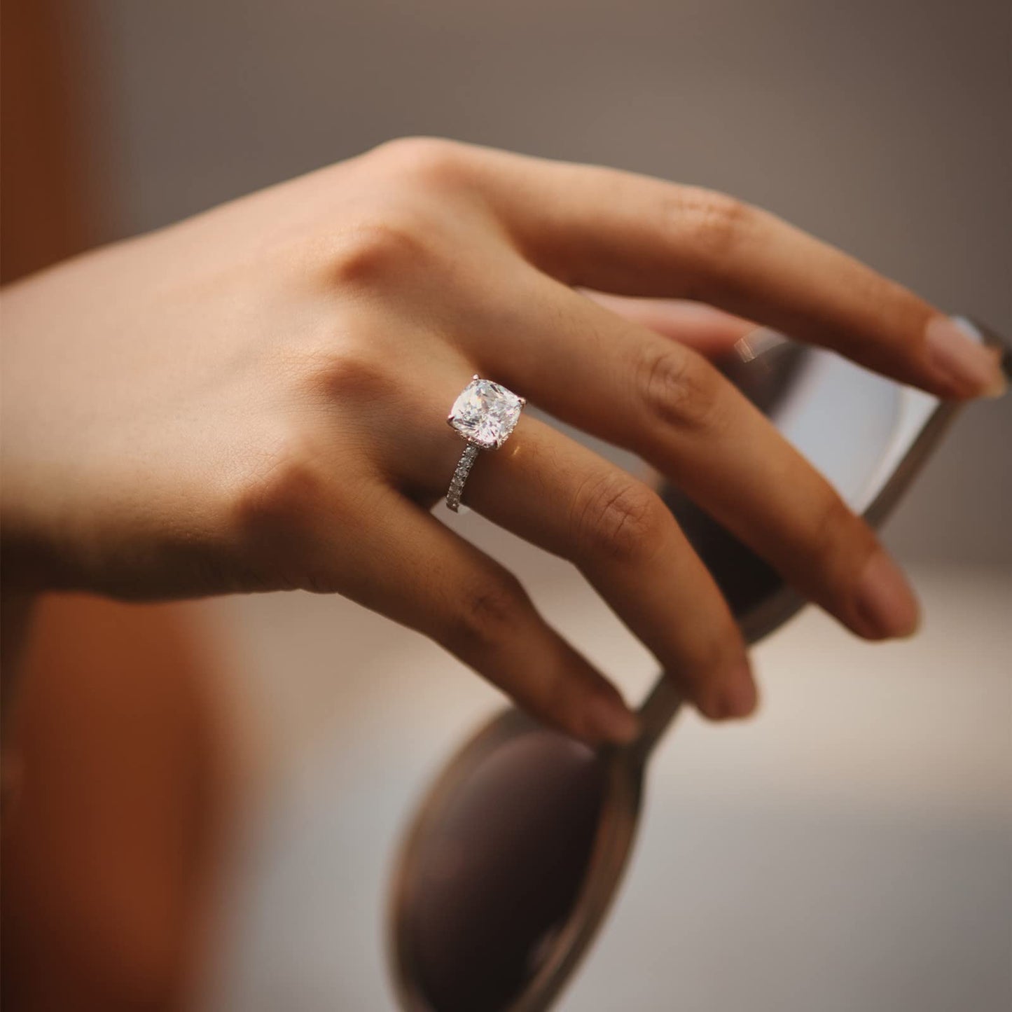 Cushion Cut Wedding Ring in Sterling Silver