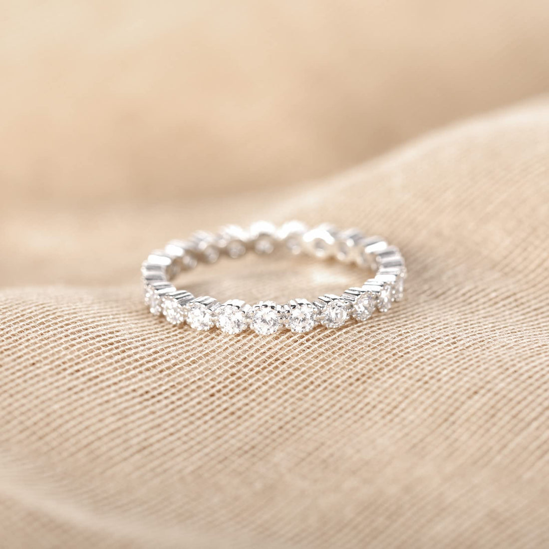 Cubic Zirconia Full Eternity Stackable Band Ring