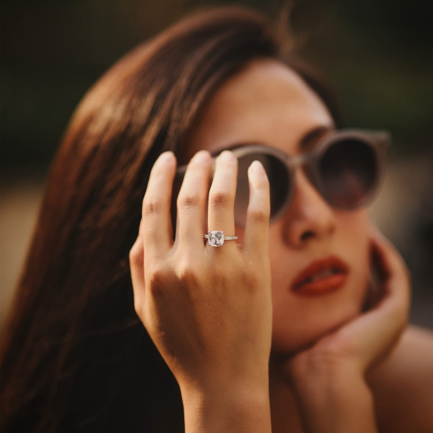Cushion Cut Wedding Ring in Sterling Silver