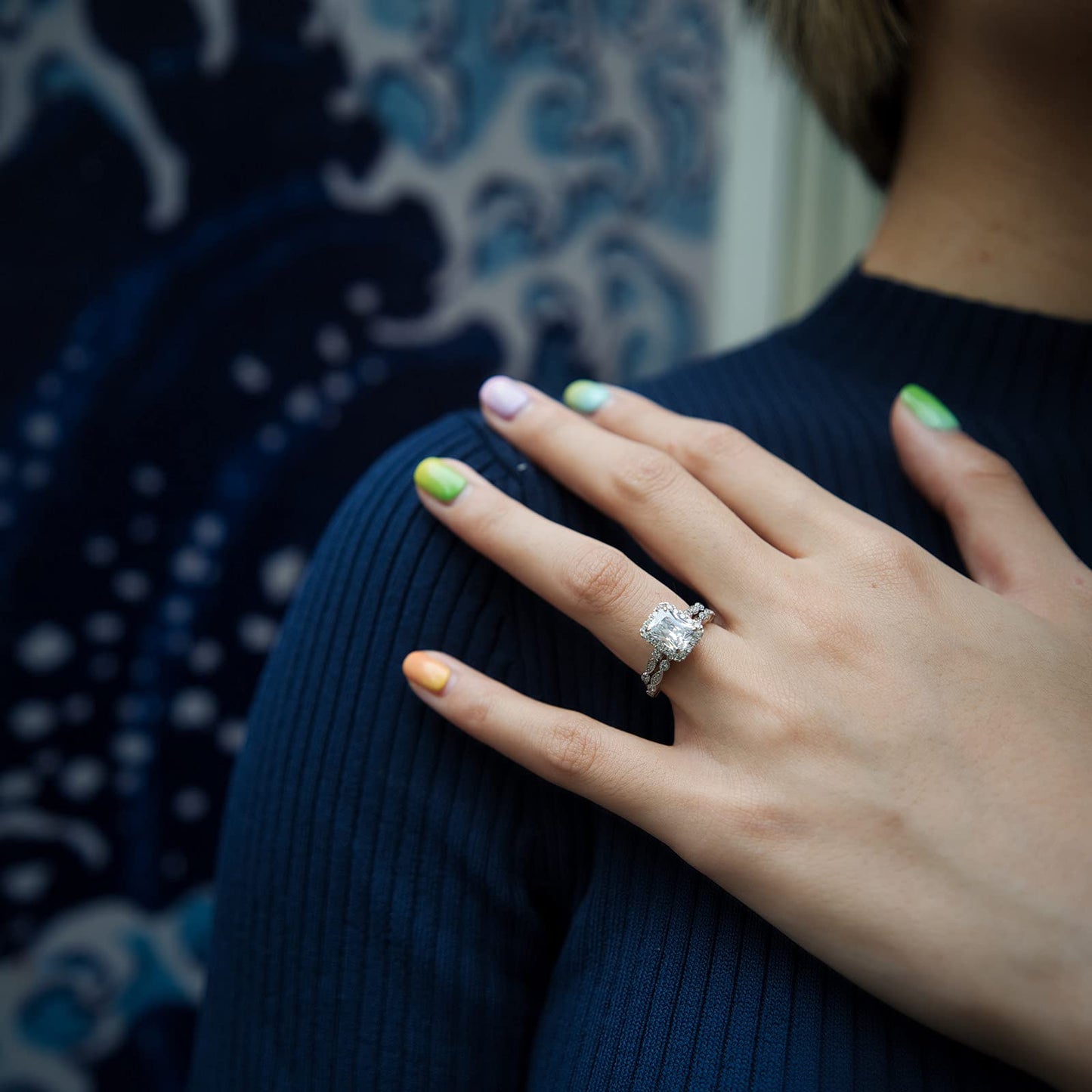 925 Sterling Silver Square Ring Set