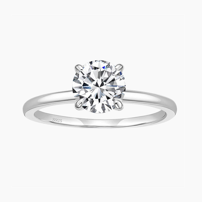 solitaire ring, silver cubic zirconia ring, cubic zirconia engagement ring, cubic zirconia wedding rings, 2ct wedding ring, cheap wedding ring under $50, silver round ring, round cut ring